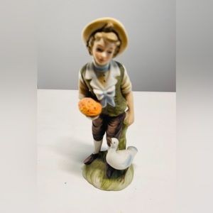 Vintage Lefton Boy with the Pie and Geese, Pre-owned
